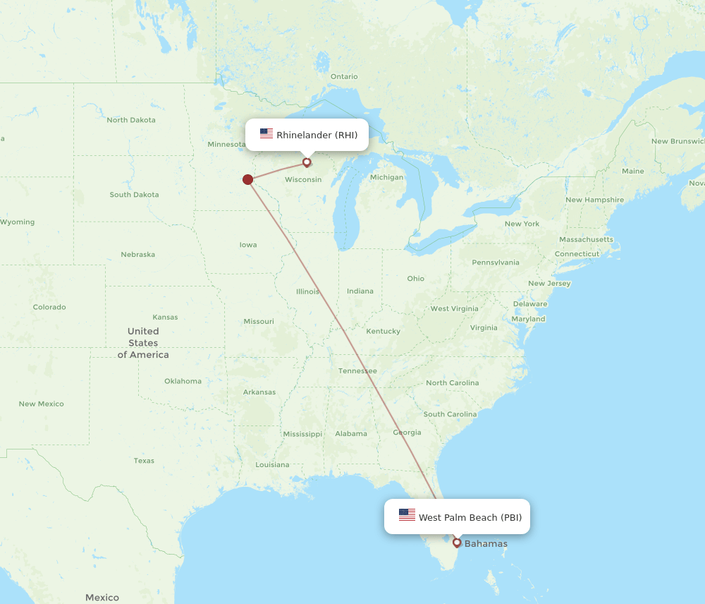 RHI-PBI flight routes