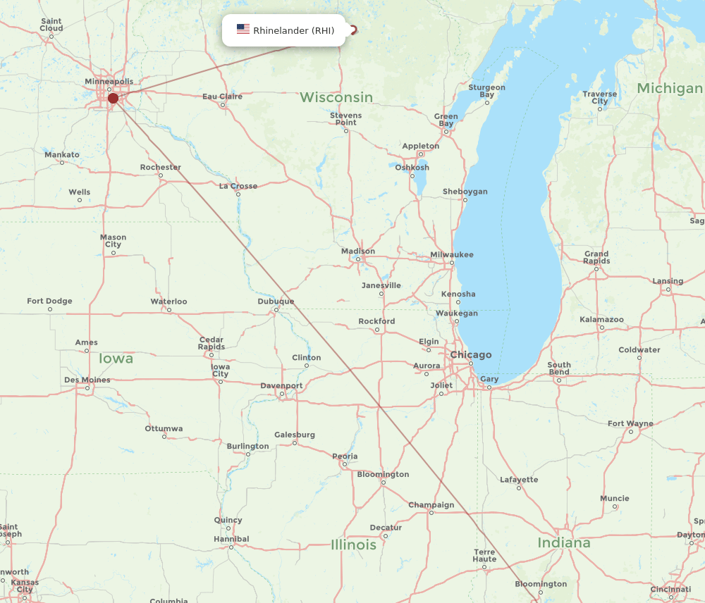 RHI-SDF flight routes