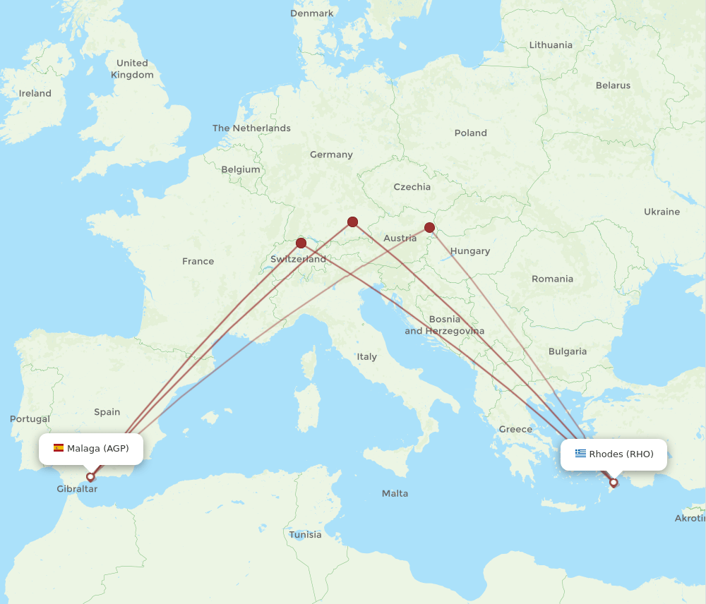 RHO-AGP flight routes