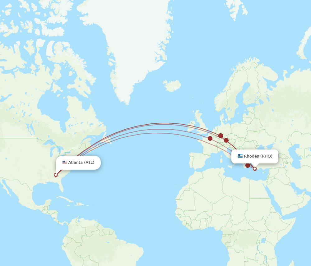 RHO-ATL flight routes