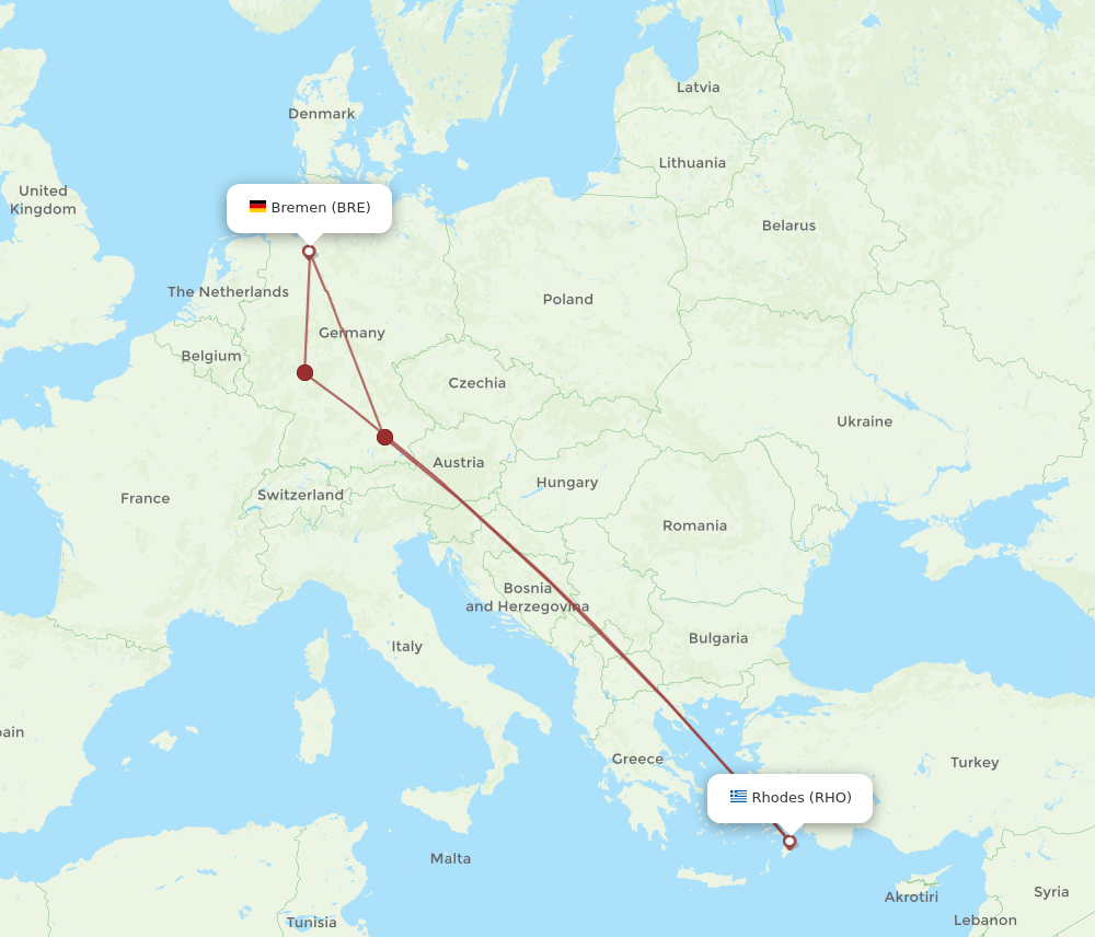 RHO-BRE flight routes