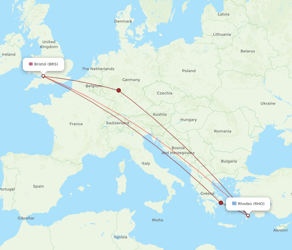 RHO to BRS flights and routes map