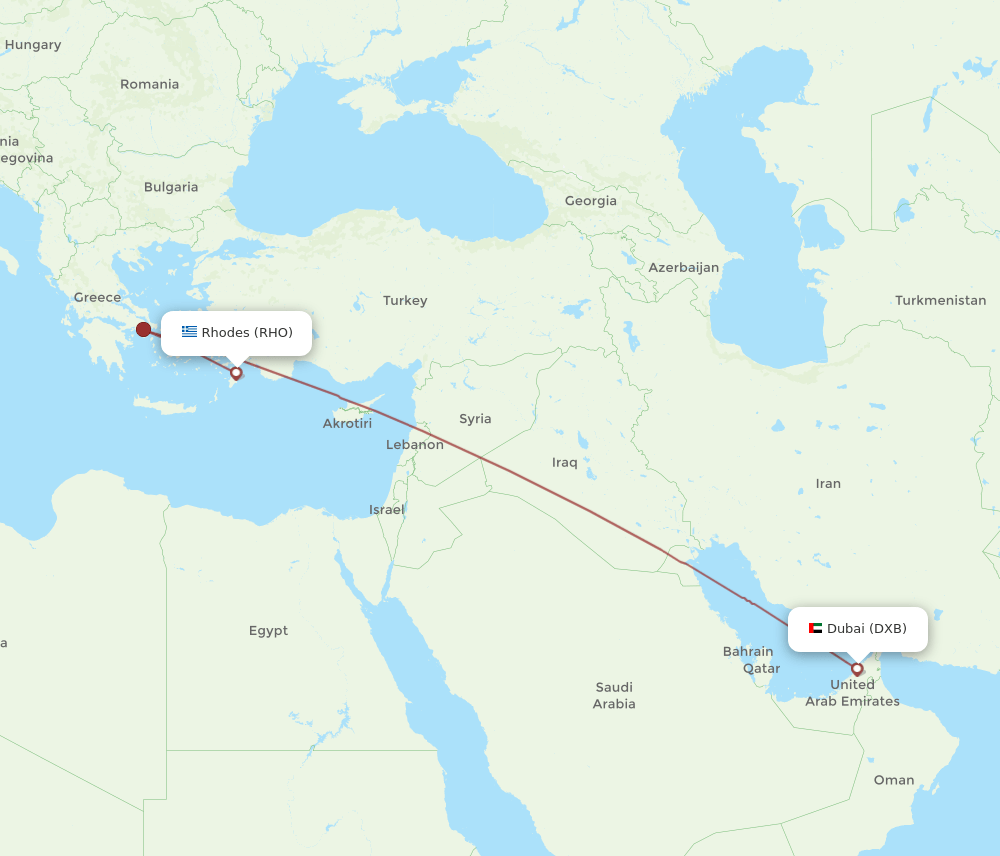 RHO-DXB flight routes