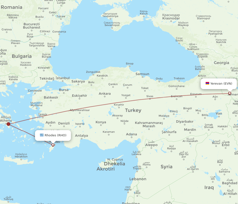 RHO-EVN flight routes