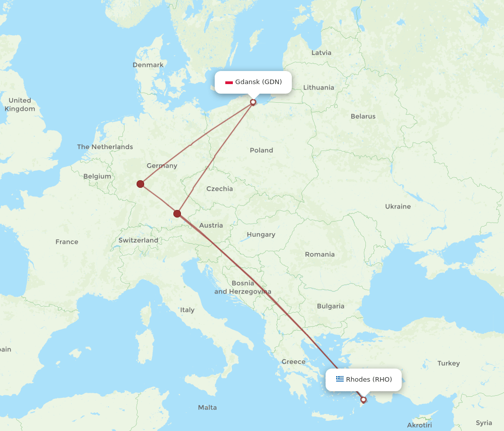 RHO-GDN flight routes