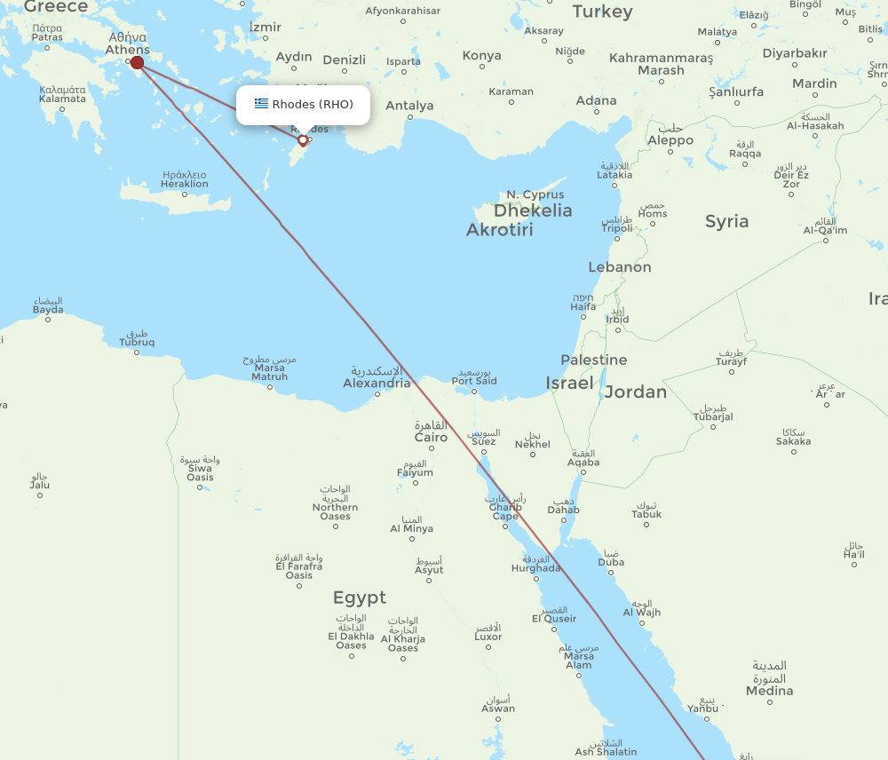 RHO to JED flights and routes map