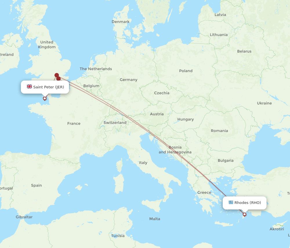 RHO to JER flights and routes map