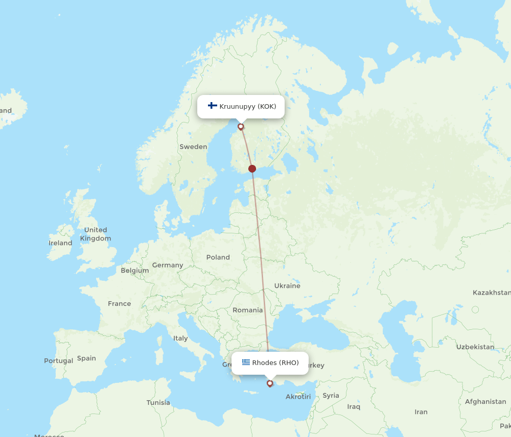 RHO-KOK flight routes