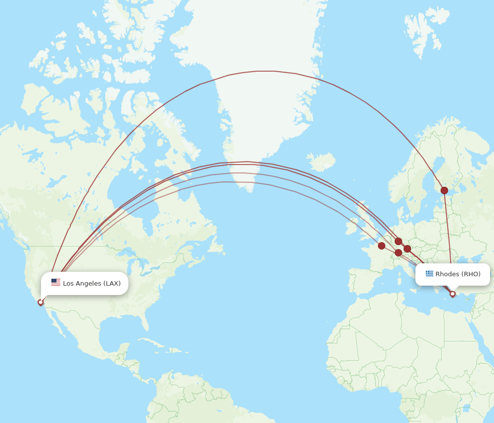 RHO-LAX flight routes