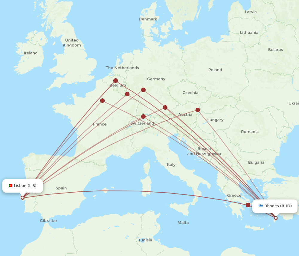 RHO-LIS flight routes