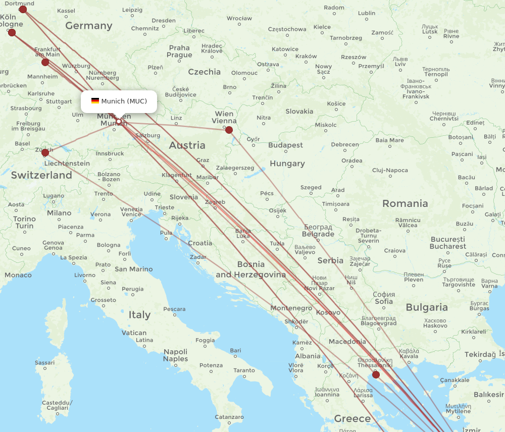 RHO to MUC flights and routes map