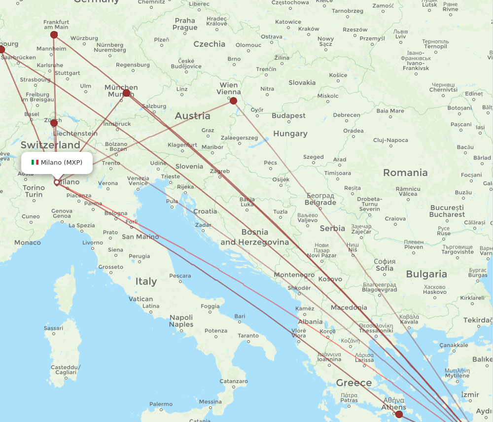 RHO to MXP flights and routes map