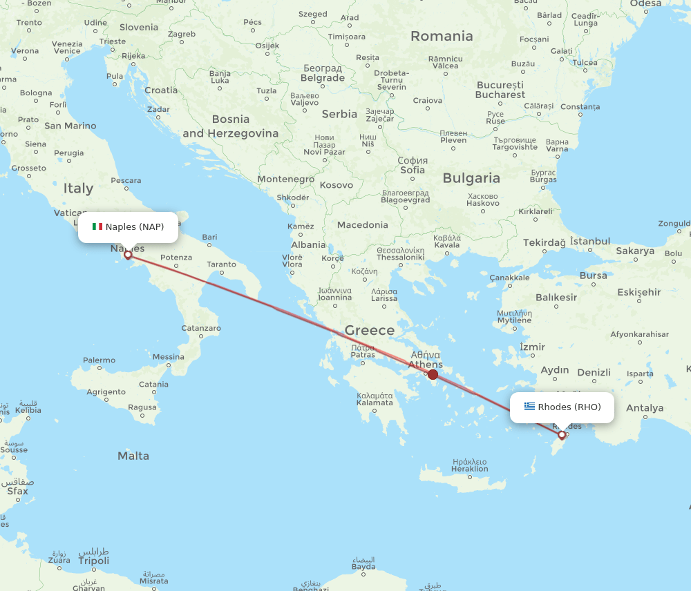 RHO to NAP flights and routes map