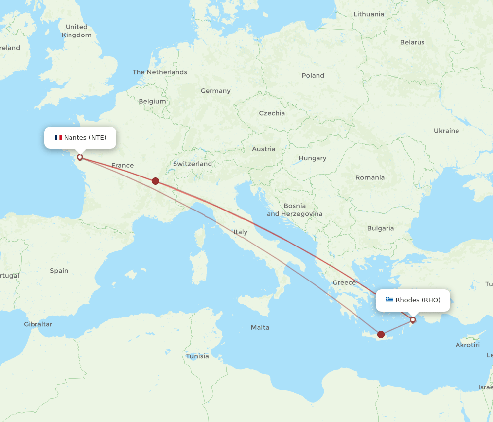 RHO-NTE flight routes