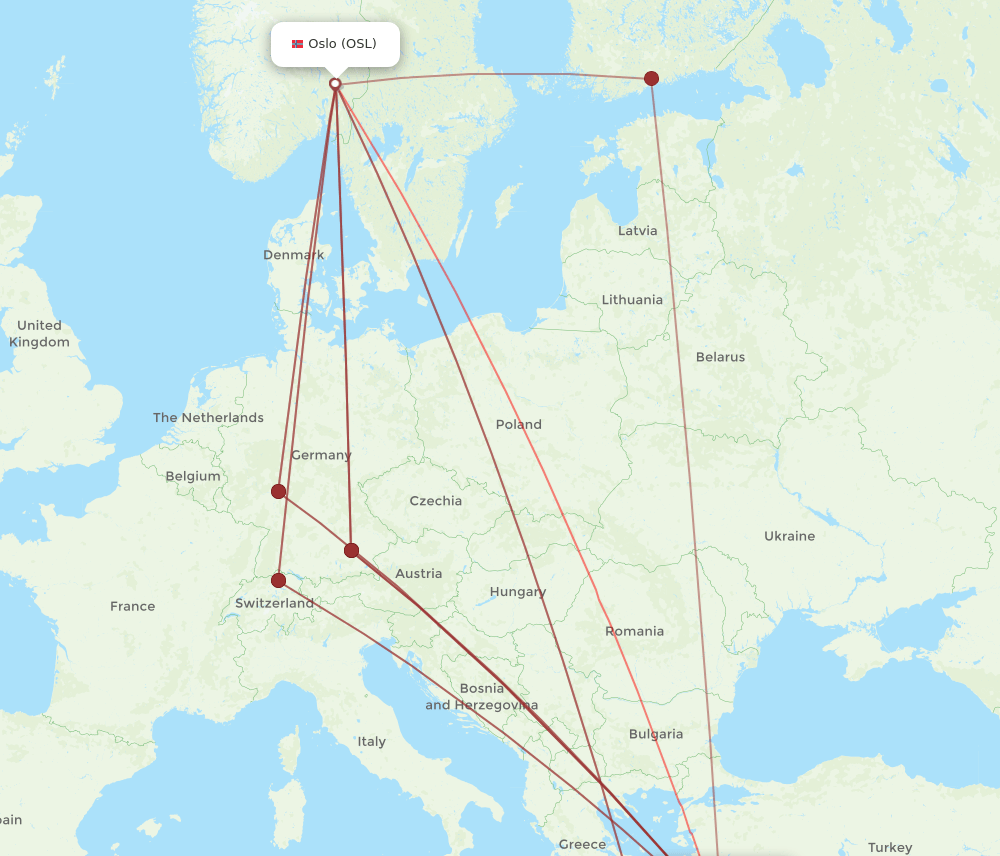 RHO-OSL flight routes