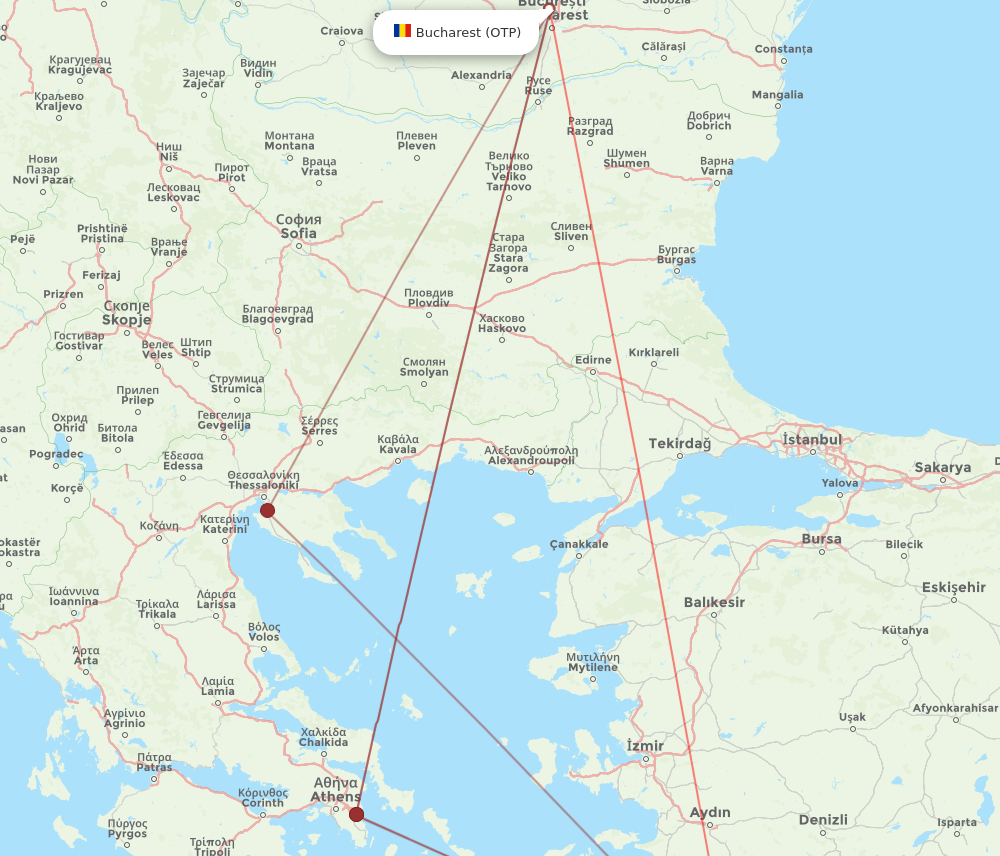 RHO to OTP flights and routes map