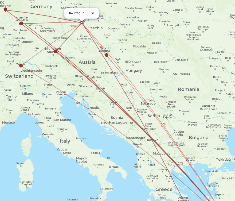 RHO-PRG flight routes