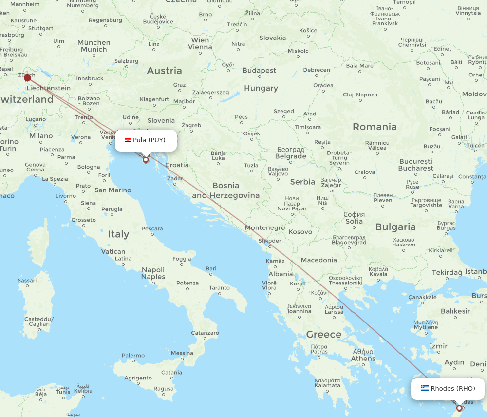 RHO-PUY flight routes