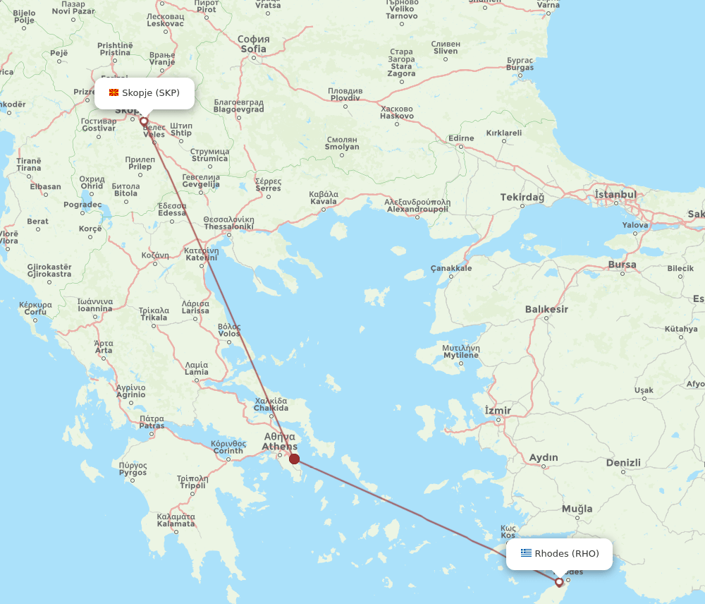 RHO-SKP flight routes