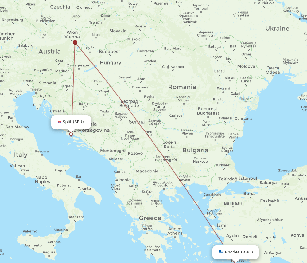 SPU to RHO flights and routes map