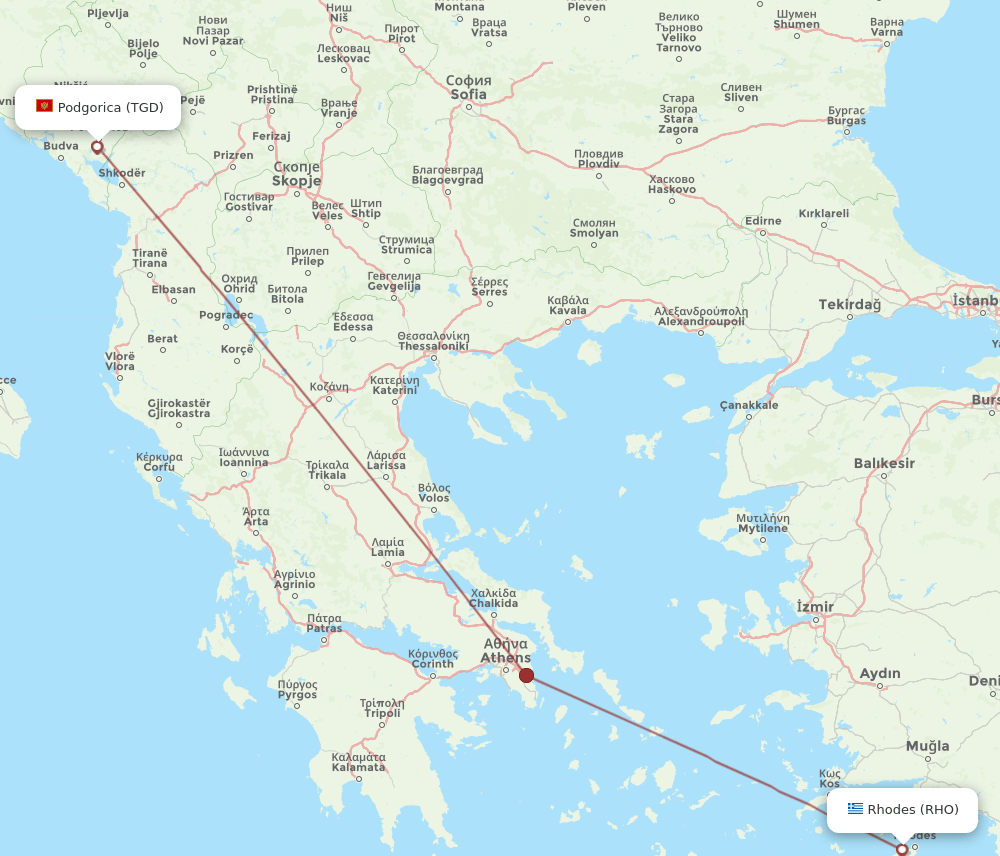 RHO-TGD flight routes