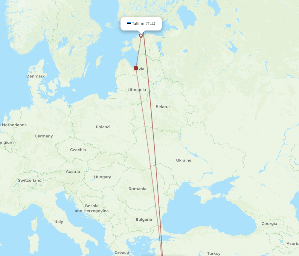 RHO to TLL flights and routes map