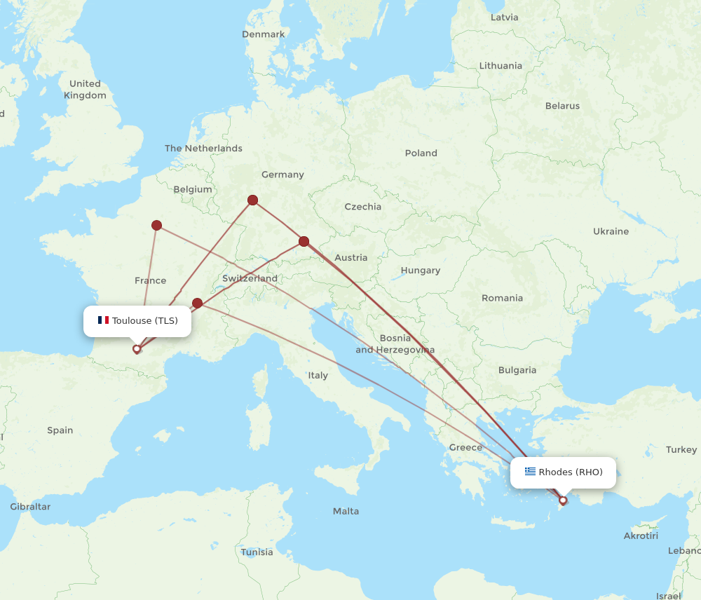RHO to TLS flights and routes map