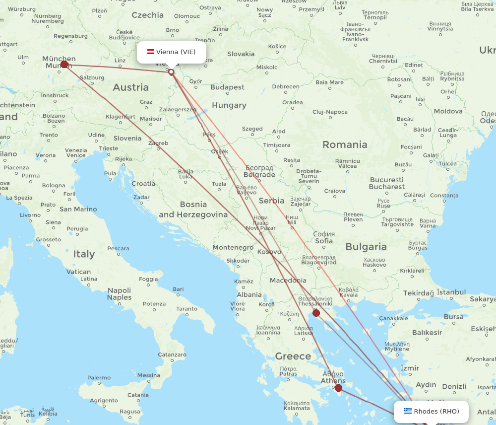 RHO-VIE flight routes