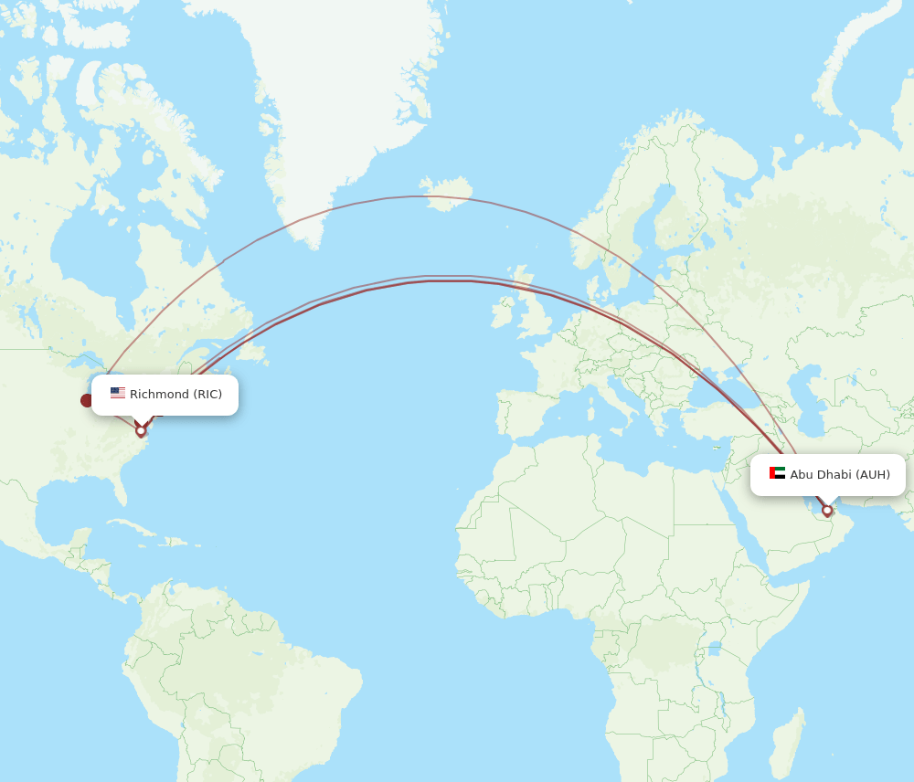 RIC-AUH flight routes