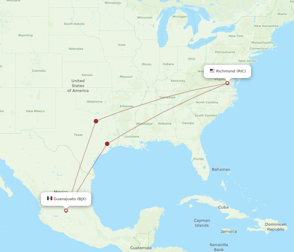 RIC-BJX flight routes