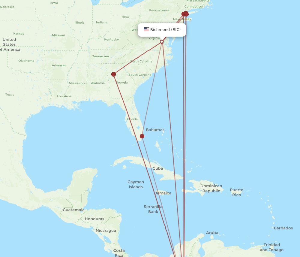 RIC-BOG flight routes