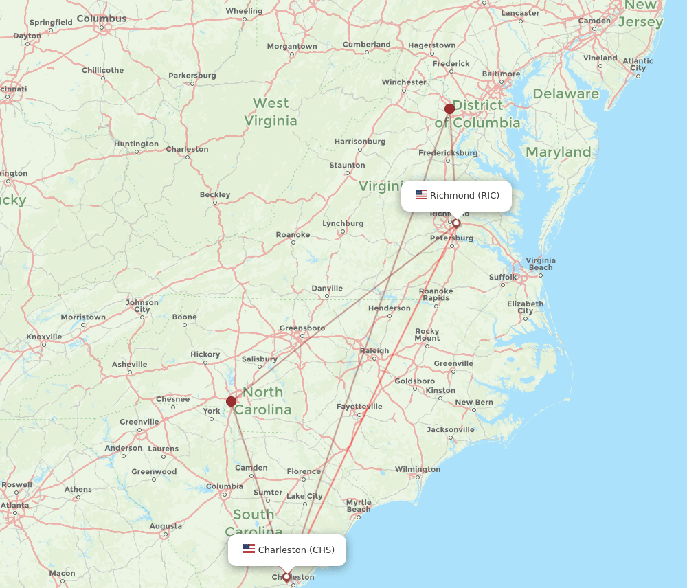 RIC-CHS flight routes