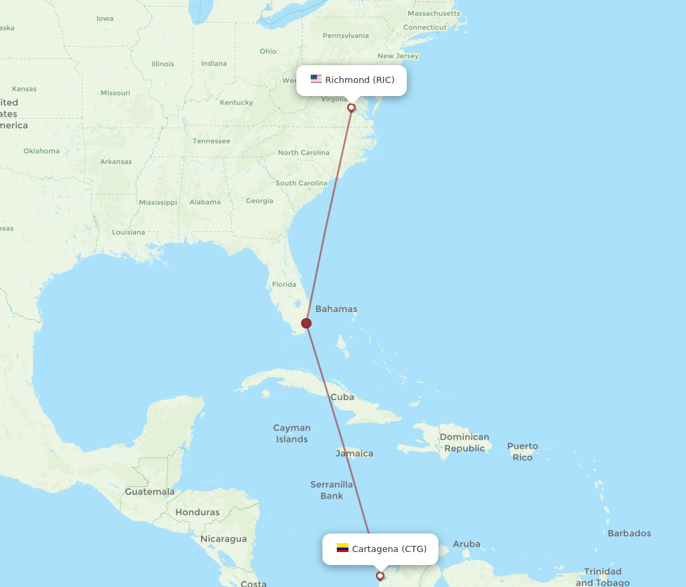 RIC-CTG flight routes