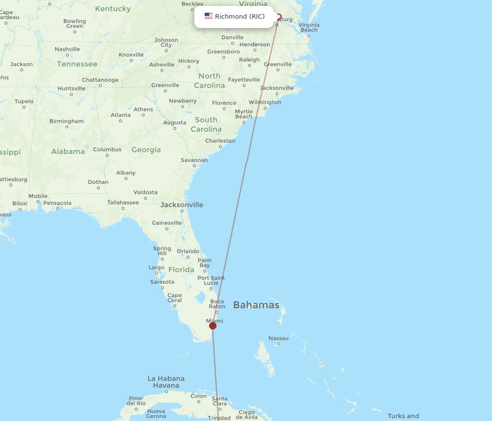 RIC-CYB flight routes