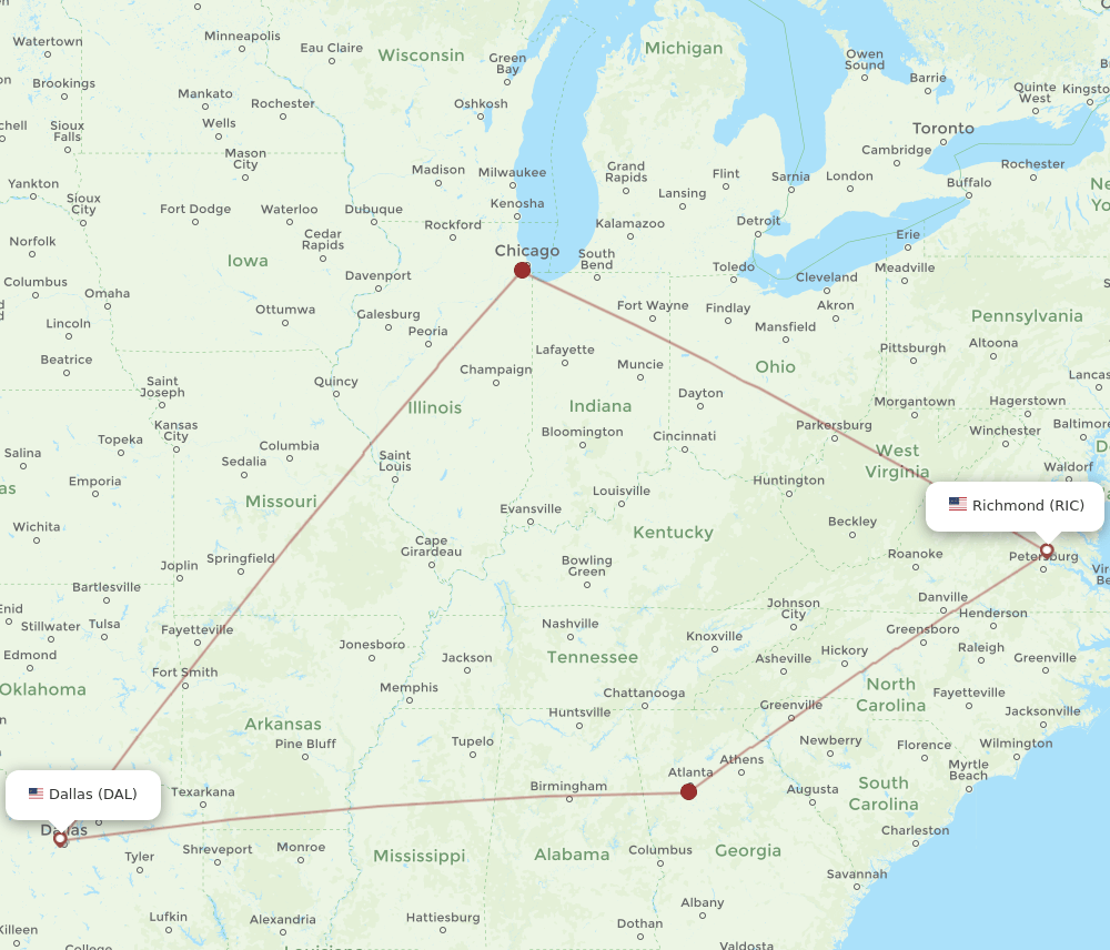 RIC-DAL flight routes