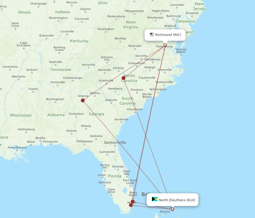 RIC-ELH flight routes