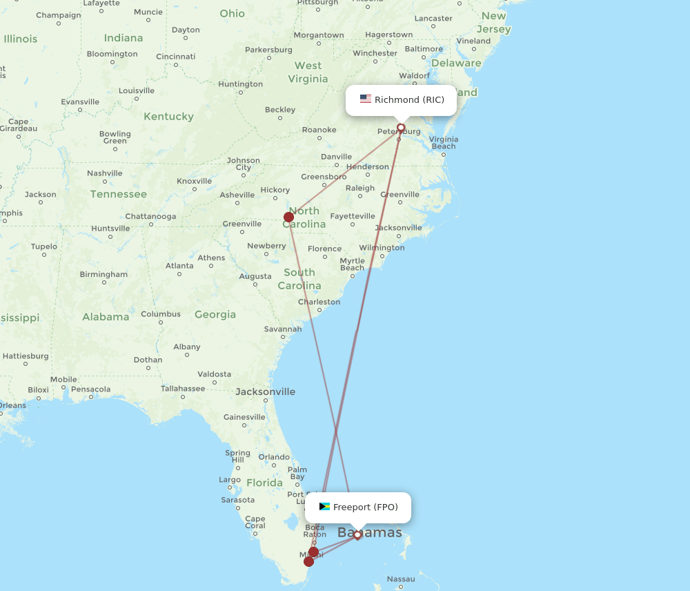 RIC-FPO flight routes