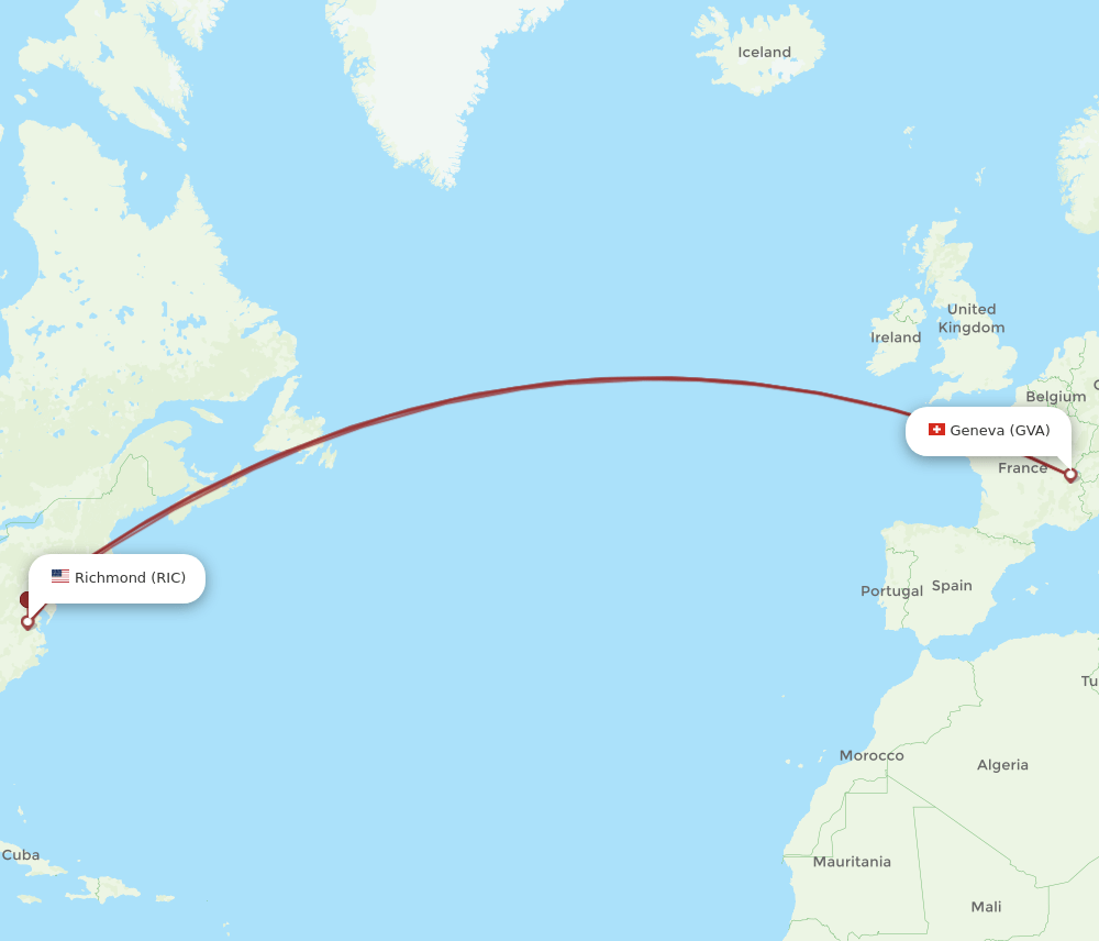 RIC-GVA flight routes