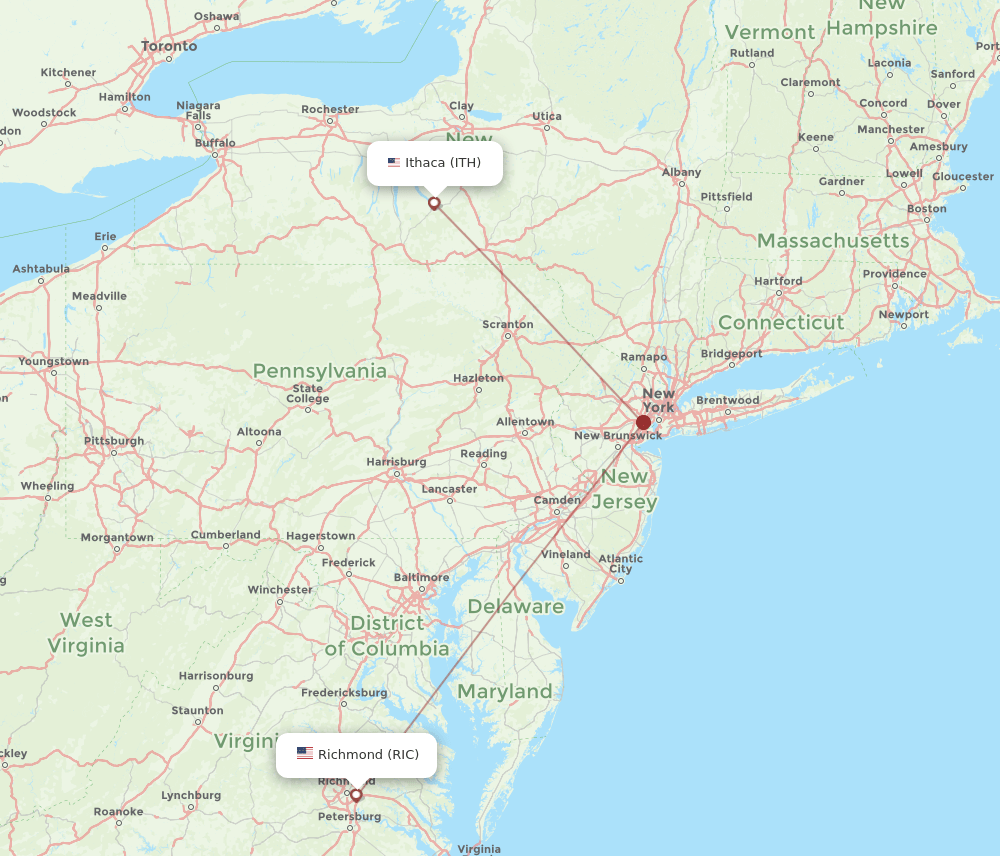 RIC-ITH flight routes