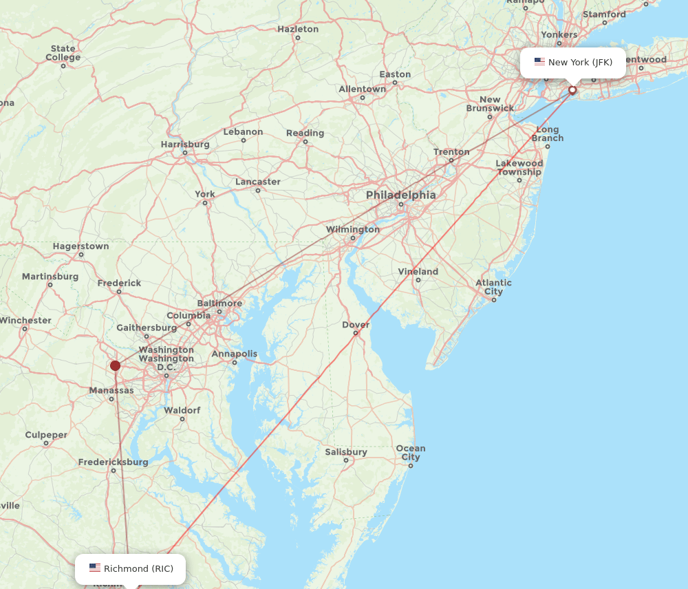 RIC-JFK flight routes