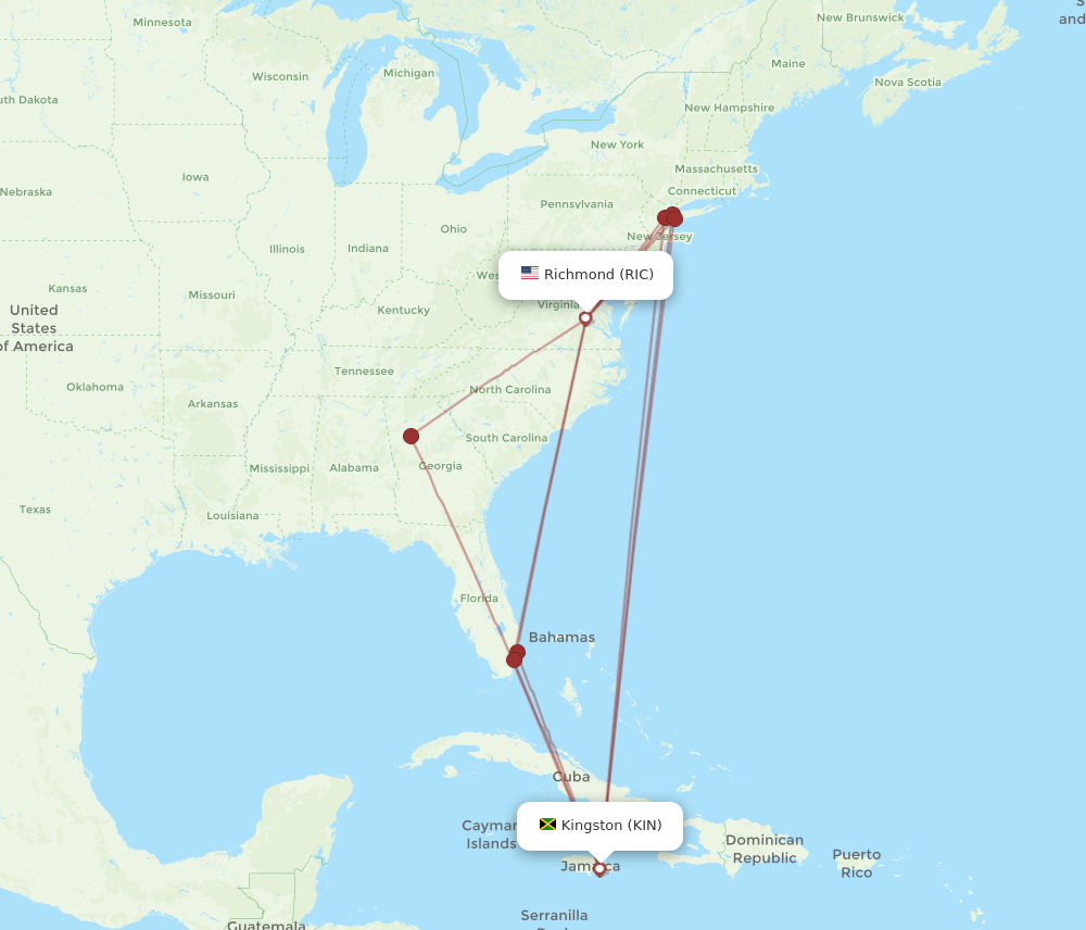 RIC-KIN flight routes