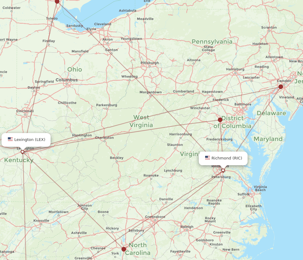 RIC-LEX flight routes