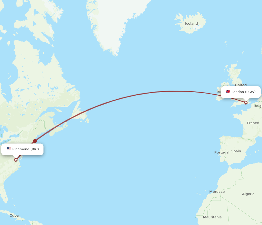 RIC-LGW flight routes