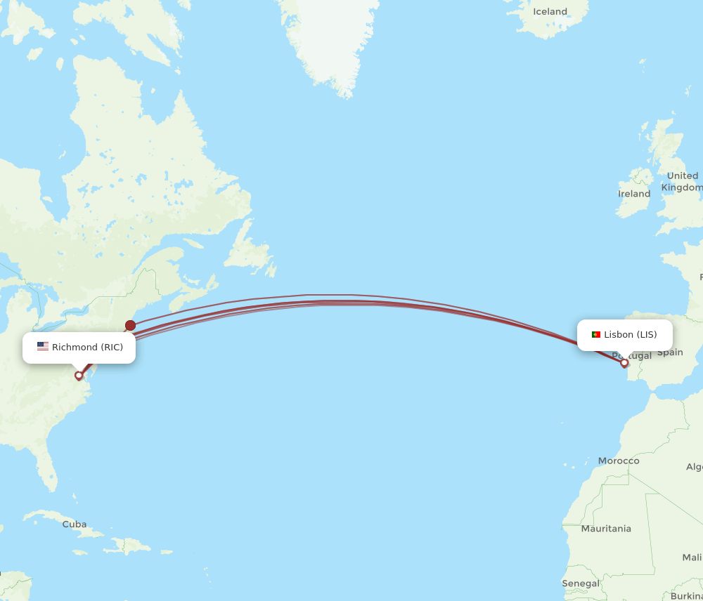 RIC-LIS flight routes