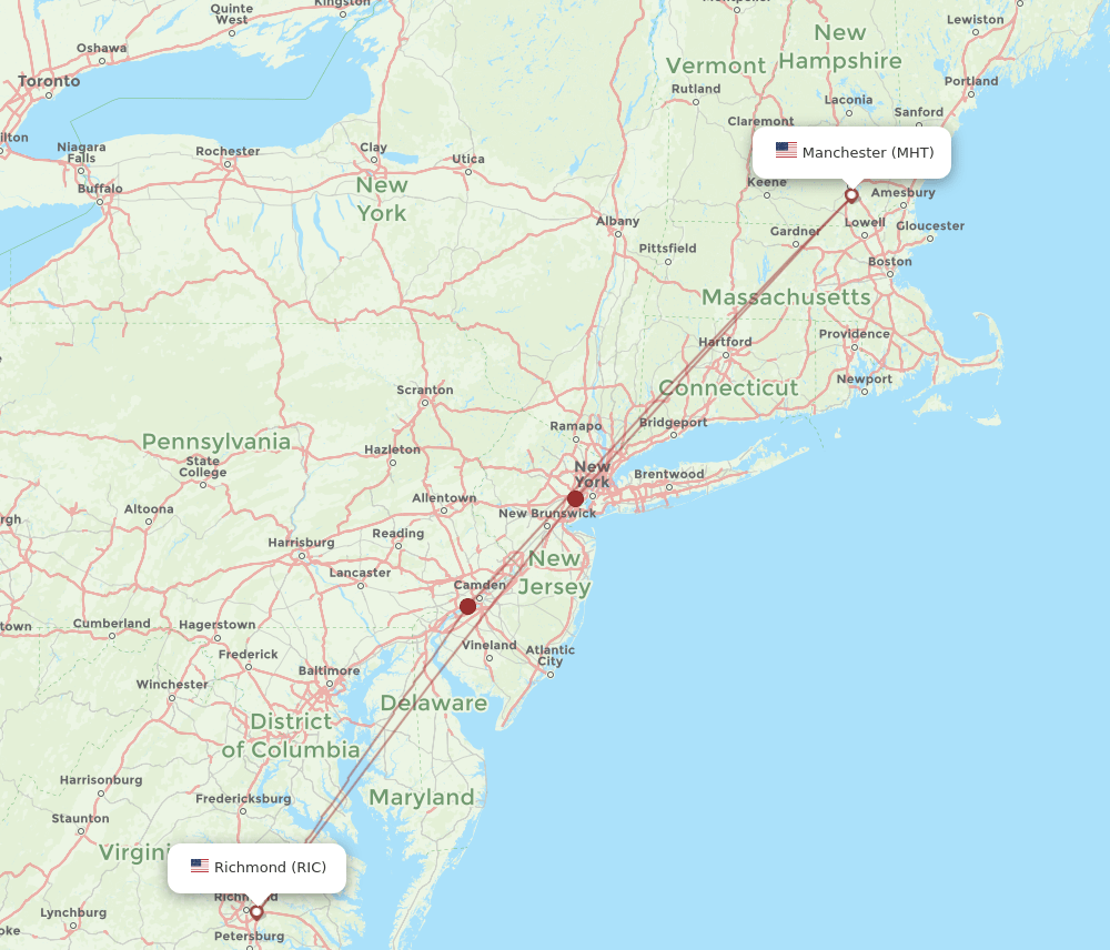 RIC-MHT flight routes