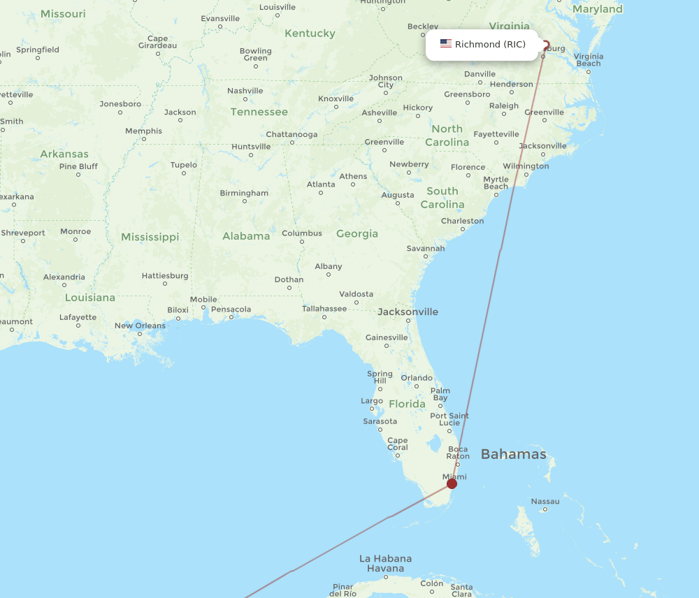 RIC-MID flight routes