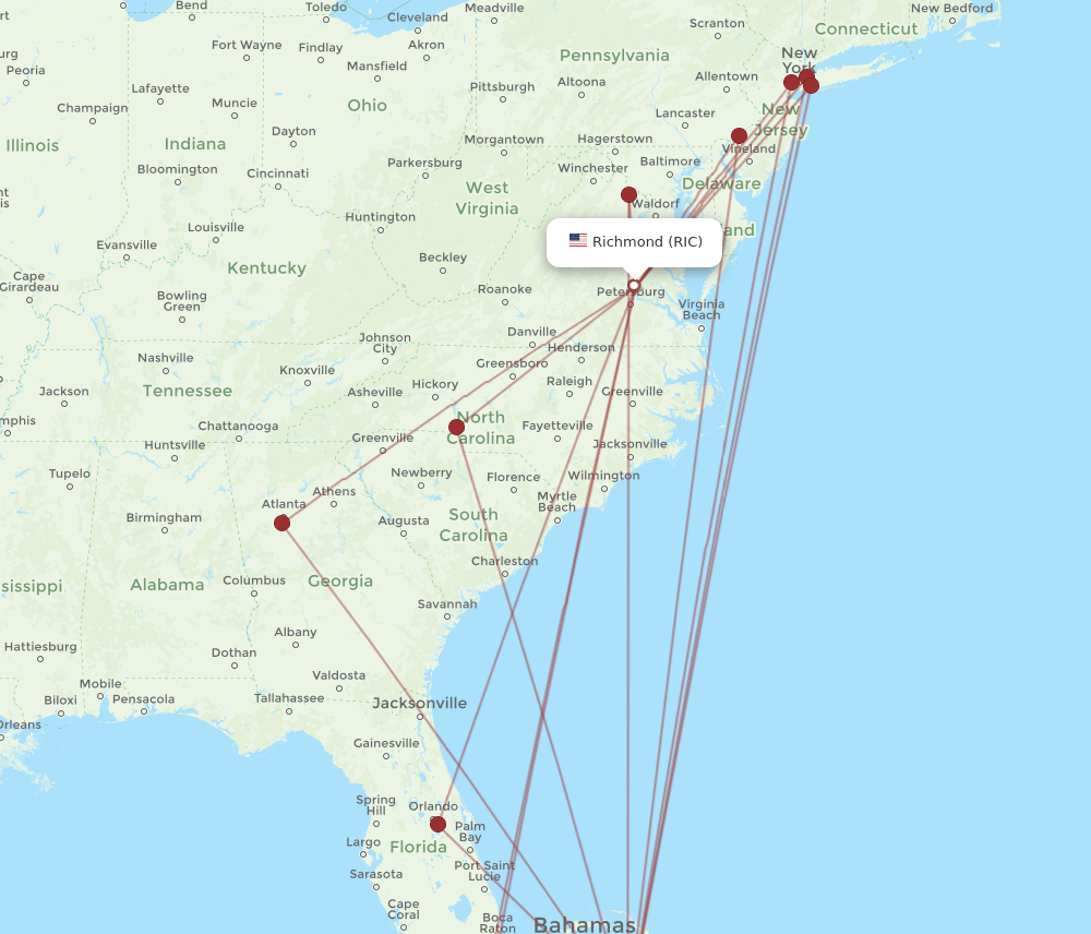RIC-NAS flight routes