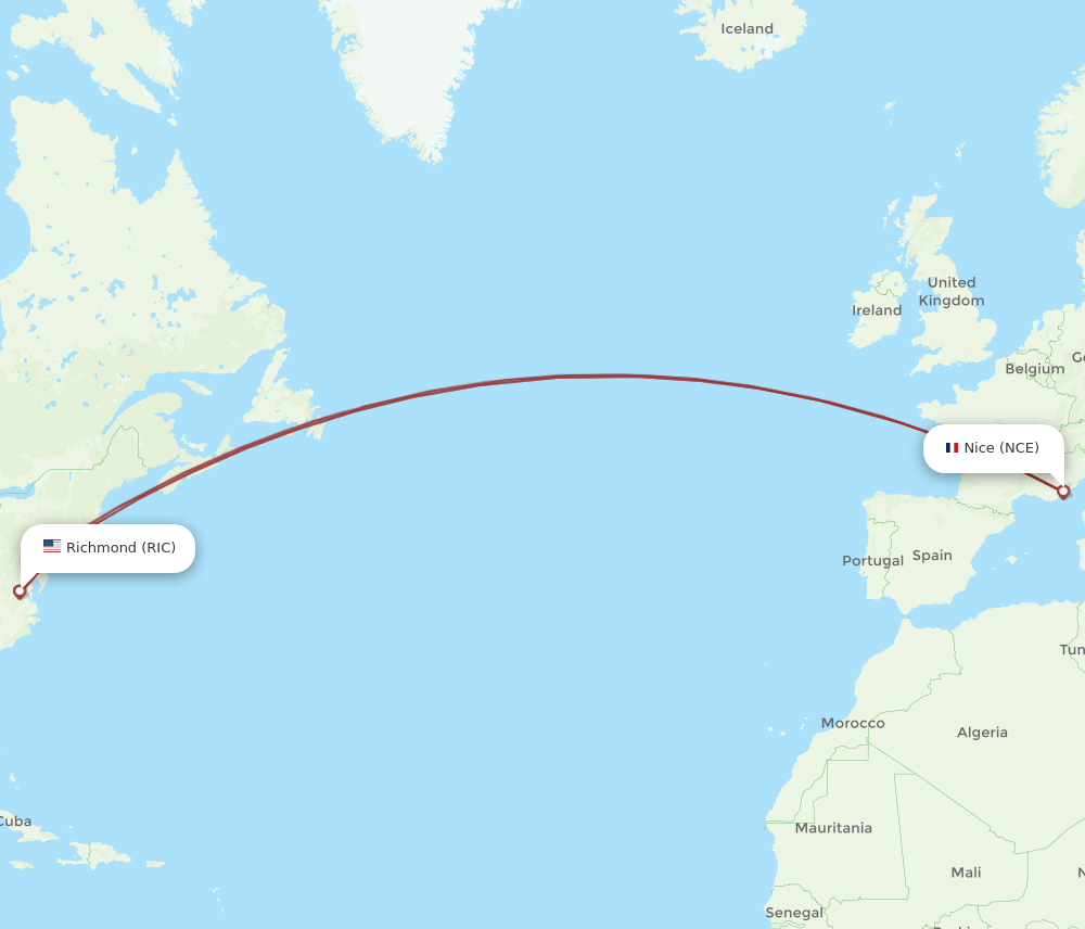 RIC-NCE flight routes