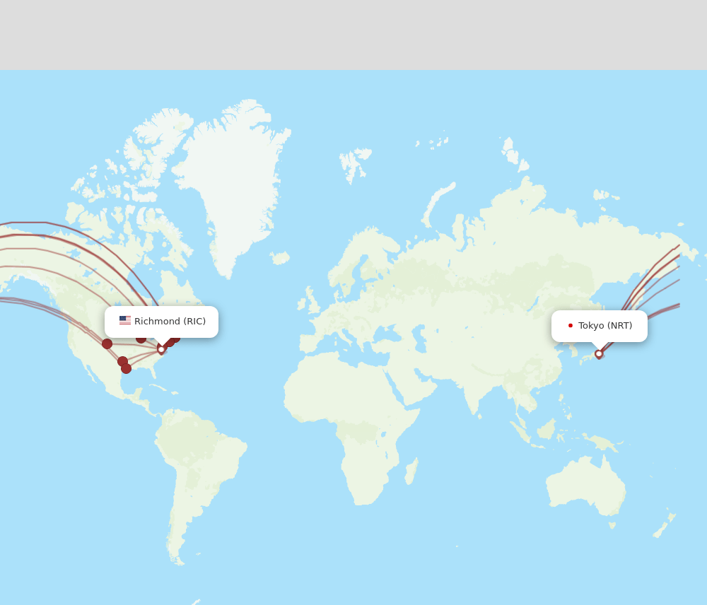 RIC to NRT flights and routes map