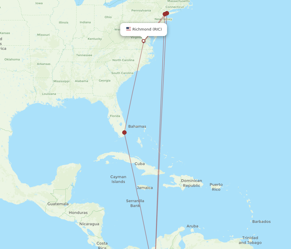 RIC-PEI flight routes